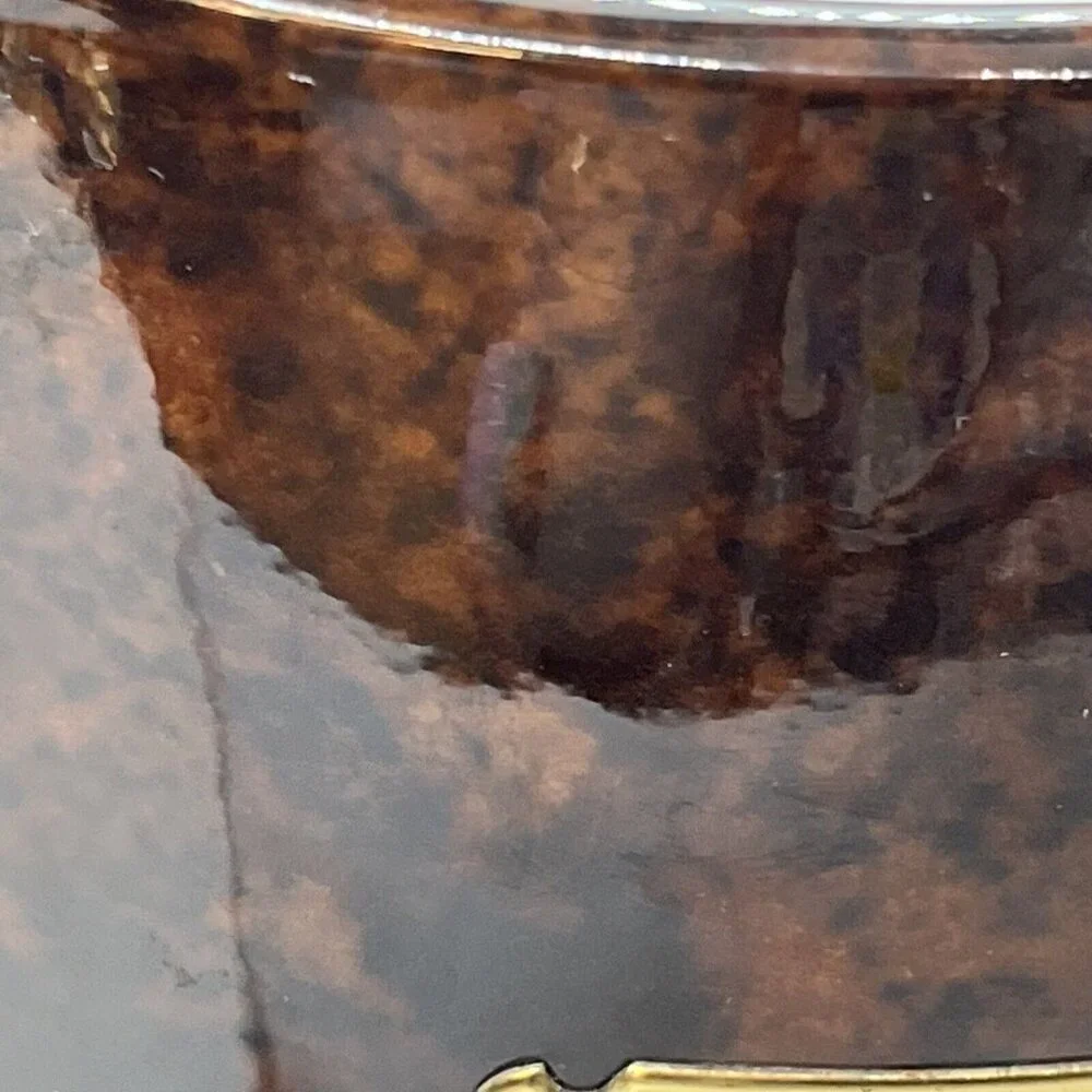 Mid-Century Faux Brown Tortoise Shell Vinyl Ice Bucket Vintage Man Cave